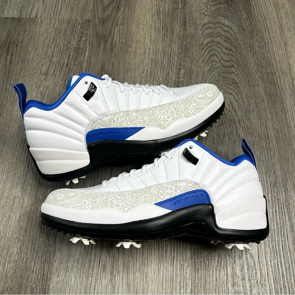 New Air Jordan 12 Low Golf White Game Royal Black Men’s‎ Sz 7 DM9015-105 Spikes